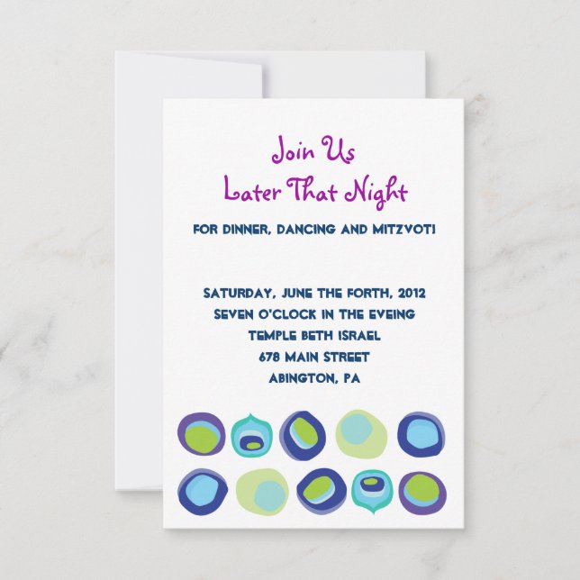 Convites Placa de Resposta de Bat Mitzvah, Bar Peacock Mode (Frente)