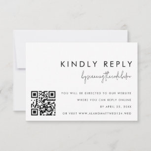 Convites Placa de resposta de código QR preto-branco minima