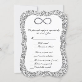 Convites Placa de Resposta de Infinidade Silver Glitter Sil