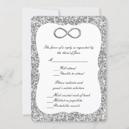 Convites Placa de Resposta de Infinidade Silver Glitter Sil