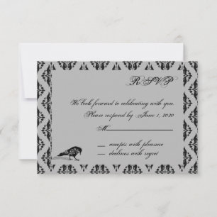 Convites Placa de resposta de quadro gótico preto Raven