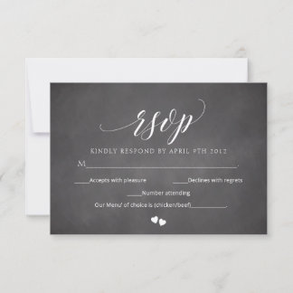 Convites Placa de Resposta de Script RSVP de Casamento de Q