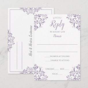 Convites Placa de Resposta Elegante - Nadine (Lavanda)