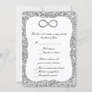 Convites Placa de Resposta Infinita Silver Glitter Silver