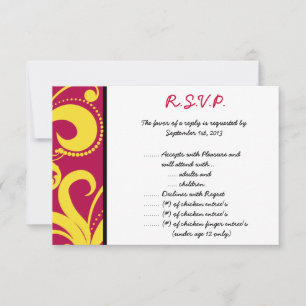 Convites Placa de resposta R.S.V.P 3.5 x 5 Rotações rosa/am