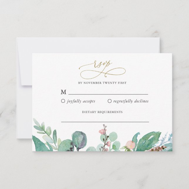 Convites Placa de Resposta RSVP de Casamento de Jardim de B (Frente)