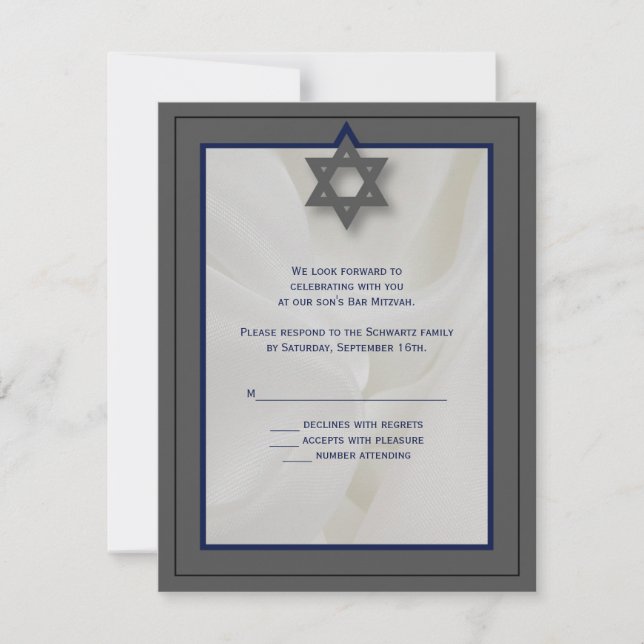 Convites Placa de resposta RSVP do Bar Elegante Mitzvah Tec (Frente)