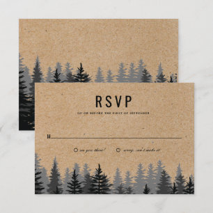 Convites Placa de Resposta Rustic Pine Trees Kraft Winter R