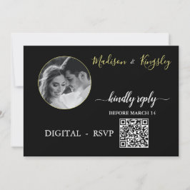 Convites Placa de RSVP DIGITAL de fotos preto Edgy Monogram