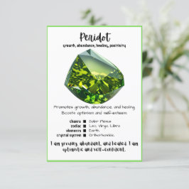 Convites Placa de Significado de Cristal Peridot