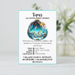 Convites Placa de Significado de Cristal Topaz