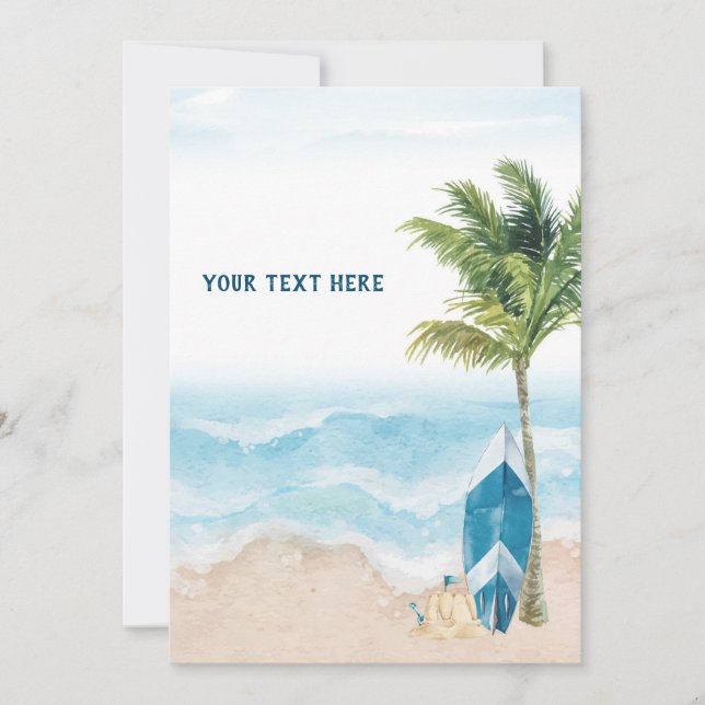 Convites Placa de sinalização do Surf Retro Azul (Frente)