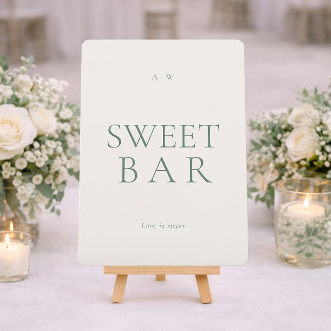 Convites Placa de Sobremesa de Casamento Moderno Sweet Bar (Criador carregado)
