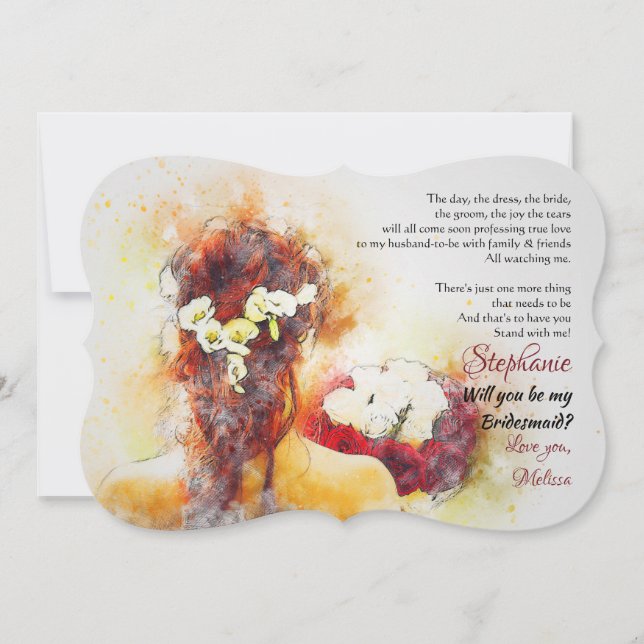Convites Placa de Solicitação Bridesmaid (Frente)