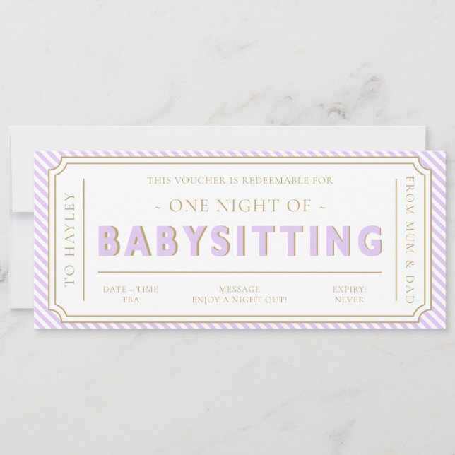 Convites Placa de Voucher de Presente de Lilac Roxo (Frente)