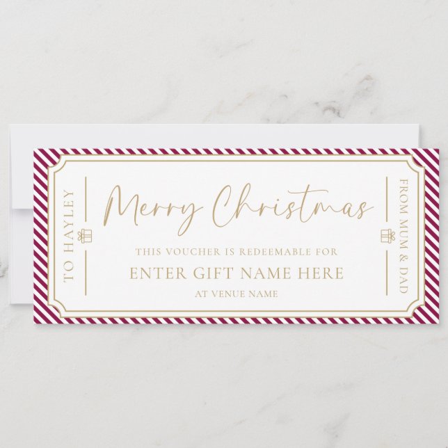 Convites Placa de Voucher de Presente de Natal com Faixa de (Frente)