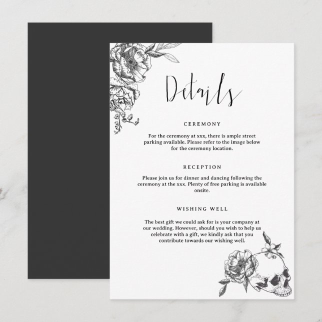 Convites Placa do gabinete de detalhes das flores desenhada (Frente/Verso)