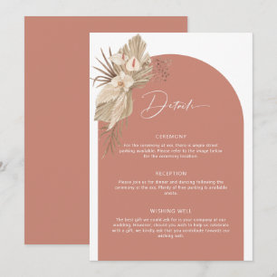 Convites Placa do gabinete de detalhes do Boho Arch Pampas 