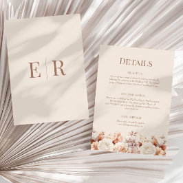 Convites Placa do gabinete de detalhes do Monograma Floral 