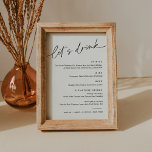 Convites Placa do Menu Cocktail de Bebida Negra EVERLEIGH<br><div class="desc">Everleigh Collection - uma coleção espantosa e minimalista que apresenta uma fonte moderna de caligrafia que é simultaneamente chic e na moda. Essa coleção oferece um design eterno elegante que é perfeito para qualquer evento, de casamentos a chás de fraldas e tudo o que há entre eles. Assuma a elegância...</div>