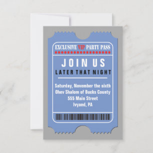 Convites Placa do Partido Bat Mitzvah do Bar PASS VIP DE TO