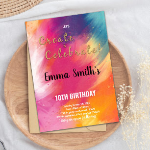 Convites Placa do Partido de Arte para Crianças Editáveis c