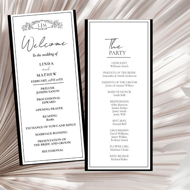 Convites Placa do Programa de Casamento de Botânica Chic (Criador carregado)
