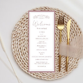 Convites Placa do Programa de Casamento de Rosa botânico ch