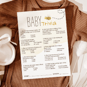 Convites Placa Doce de Bumble Bee Chá de fraldas Bebê Trivi