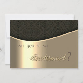 Convites Placa Dourada Bridesmaid Elegante Black Damask