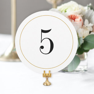 Convites Placa Elegante Shimmer Dourado Circle Número 5