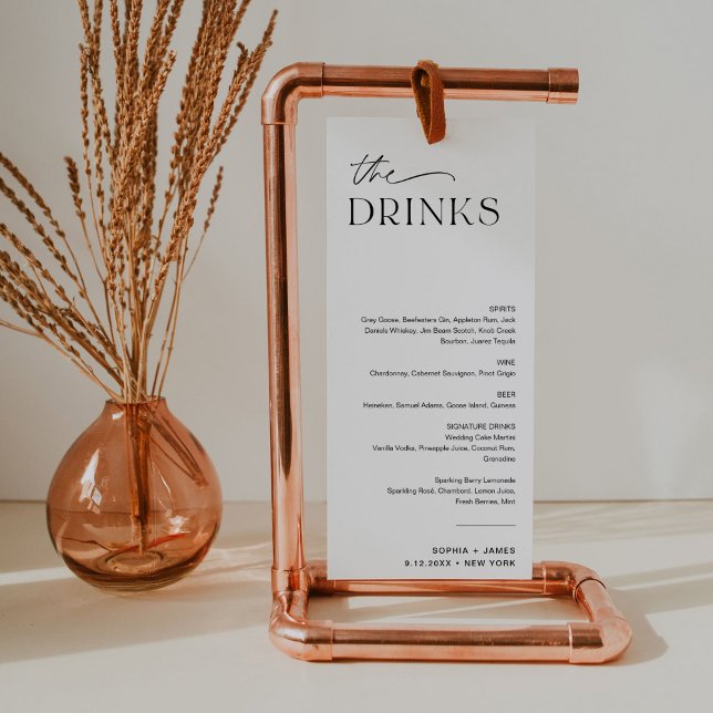 Convites Placa EVERLEIGH Wedding Drink Menu 4x9.25 (Criador carregado)
