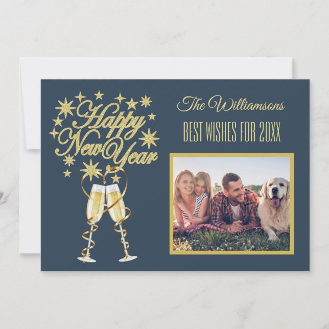 Convites Placa frontal de colagem de fotos múltiplas do ano (Frente)