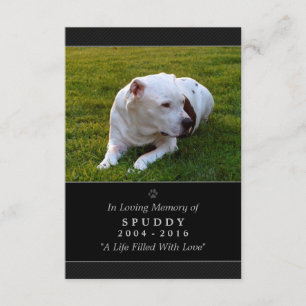 Convites Placa Memorial Pet - Foto Moderna Preta de 3,5"x5"