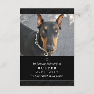 Convites Placa Memorial Pet - Foto Moderna Preta de 3,5"x5"