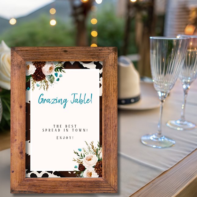 Convites Placa "Mesa de Pastagem" de Flores Silvestres Boho (Western Boho Wildflowers "Grazing Table" Sign)