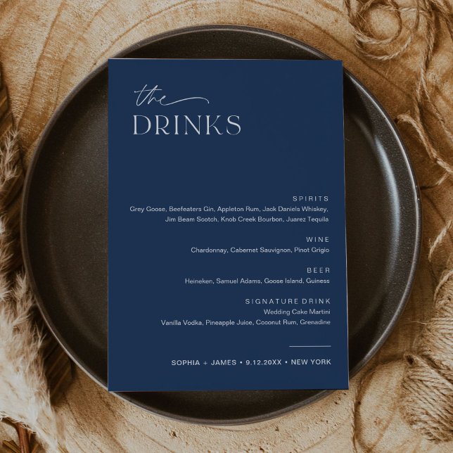 Convites Placa NEVE Marinho de Bar Drink 5x7 (Criador carregado)