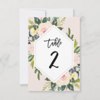 Placa numérica da Mesa 2 com Blush Floral