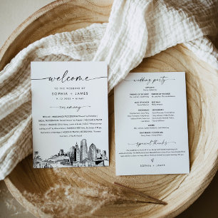 Convites Placa plana 5x7 do Programa de Casamento Skyline e