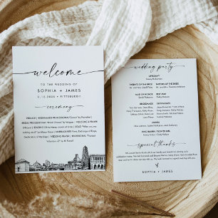 Convites Placa plana 5x7 do Programa de Casamento Skyline e