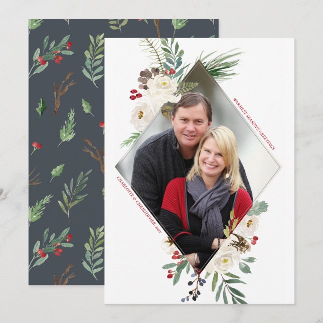 Convites Placa Plana de Férias do Wintry Wonderland Diamond (Frente/Verso)