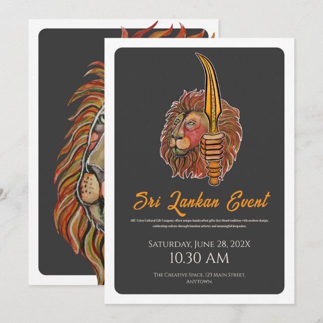 Convites Placa plana do Leão de Sinalizador do Sri Lanka (Frente/Verso)