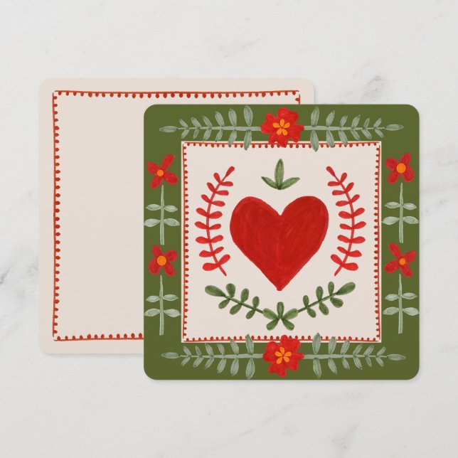 Convites Placa plana do Namorados de arte popular (Frente/Verso)