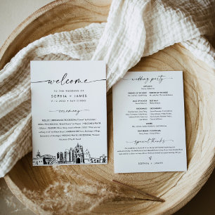 Convites Placa plana do Programa de Casamento Skyline San D