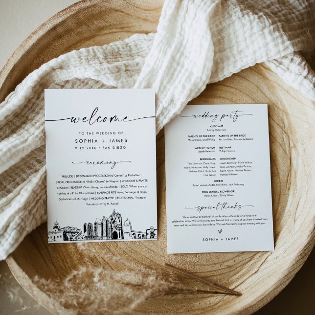 Convites Placa plana do Programa de Casamento Skyline San D (Criador carregado)