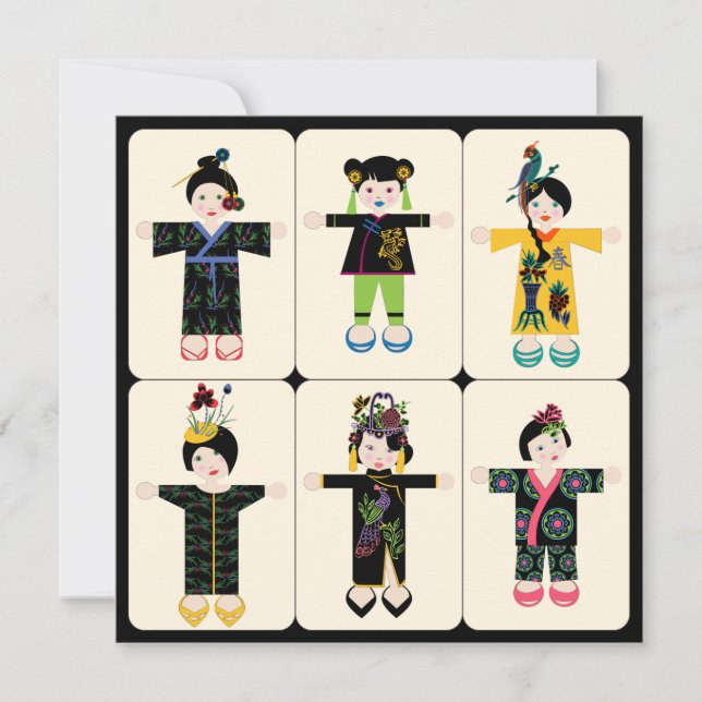 Convites Placa plana Mah Jongg Dolls (Frente)
