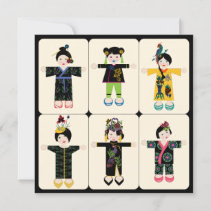 Convites Placa plana Mah Jongg Dolls
