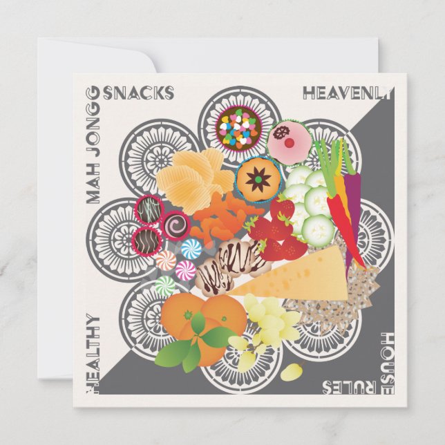 Convites Placa Plana Mah Jongg Snacks (Frente)