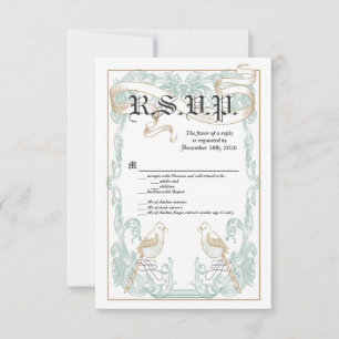 Convites Placa R.S.V.P. 3.5x5 - Casal de pássaros para Vint