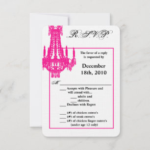 Convites Placa R.S.V.P. 3.5x5 Chandelier Glitz Glamo